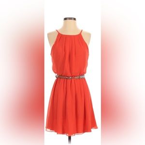 Iz Byer orange dress with belt, Size small